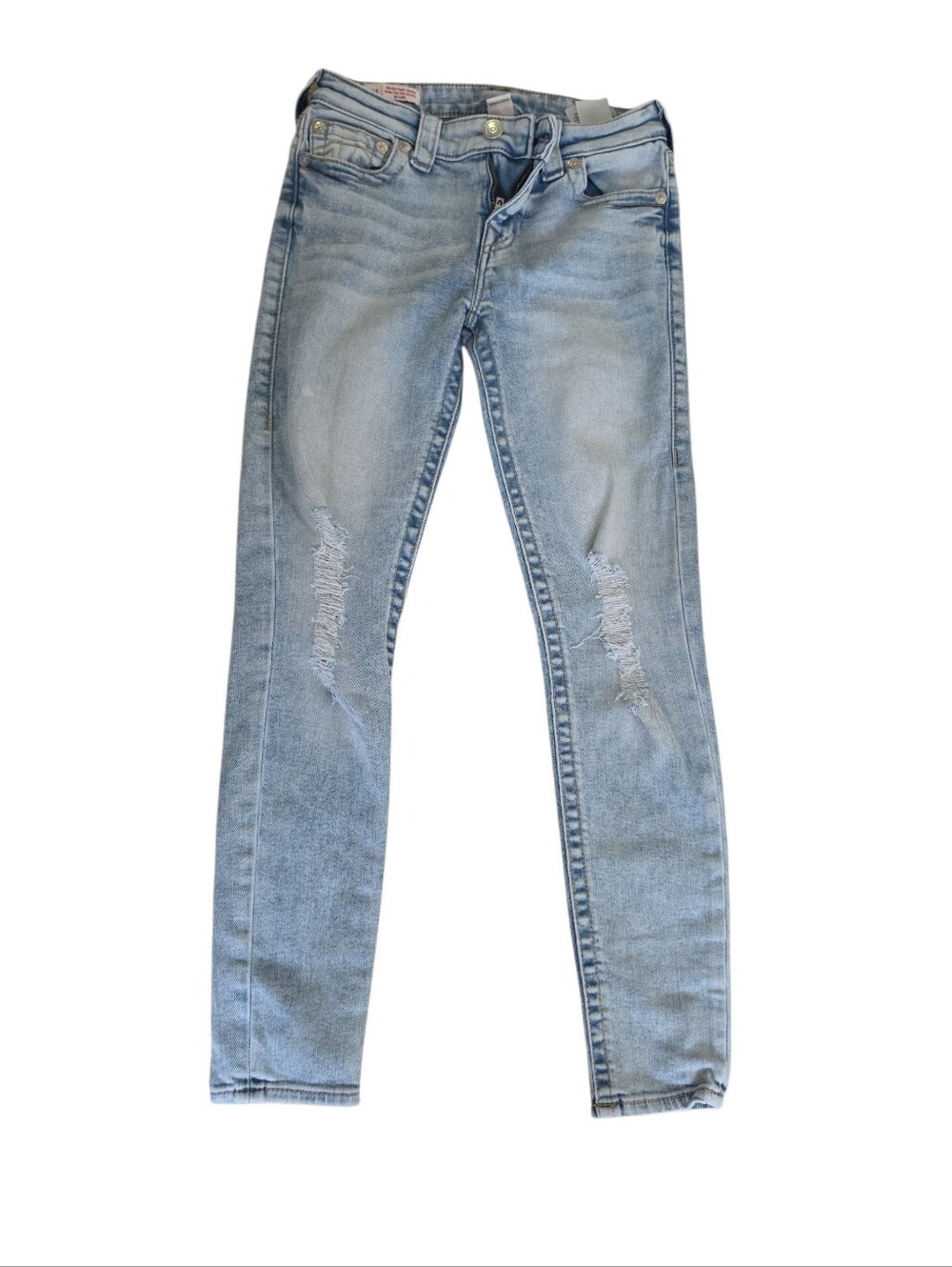 True Religion Light Blue Distressed Skinny Jeans Size 27